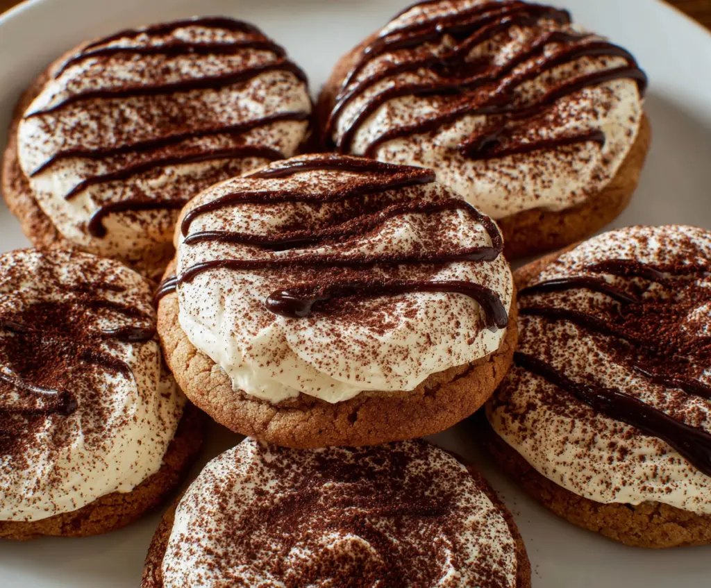 Delicious Tiramisu Cookies with coffee and mascarpone flavor, perfect for dessert lovers.
