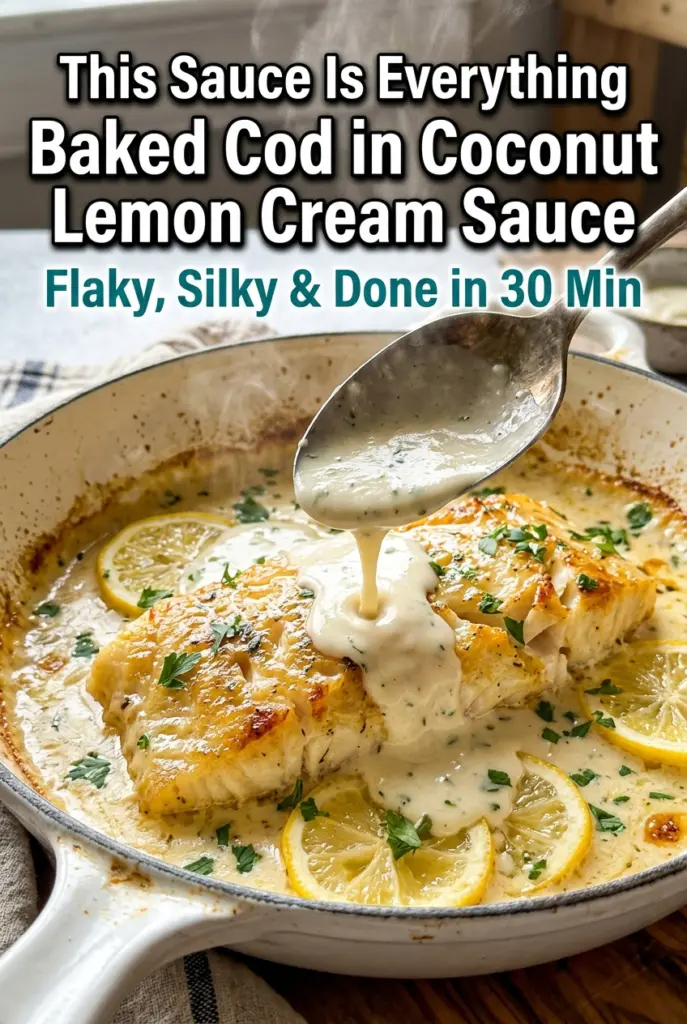 Baked Cod in Coconut Lemon Cream Sauce