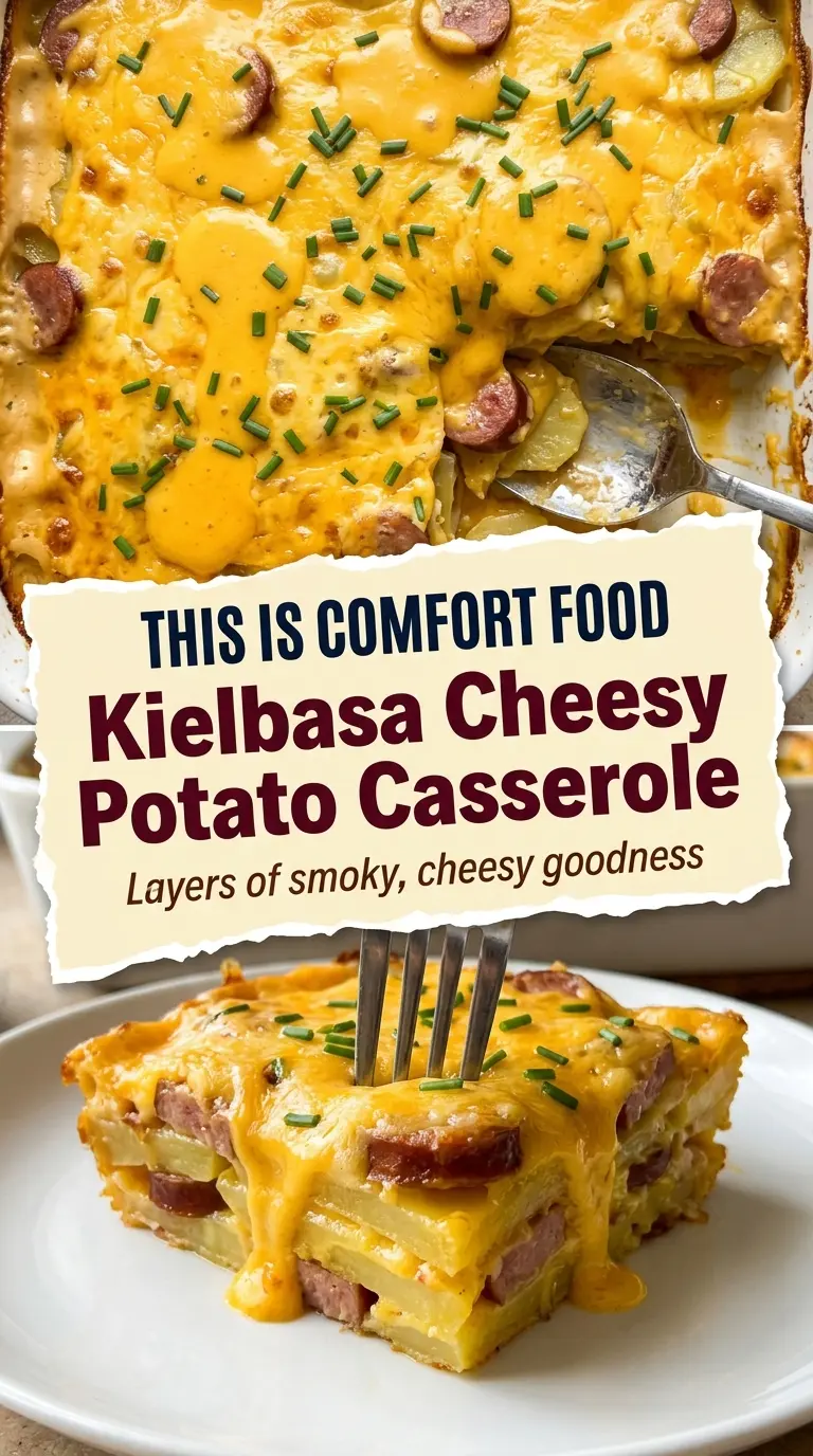 Kielbasa Sausage Cheesy Potato Casserole smoky cheesy hearty