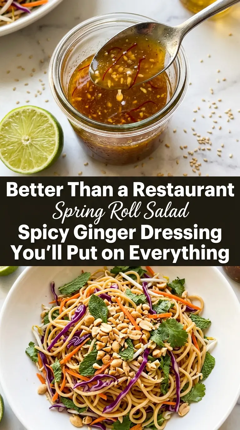 Spring Roll Salad with Spicy Ginger Dressing crunchy herby fresh
