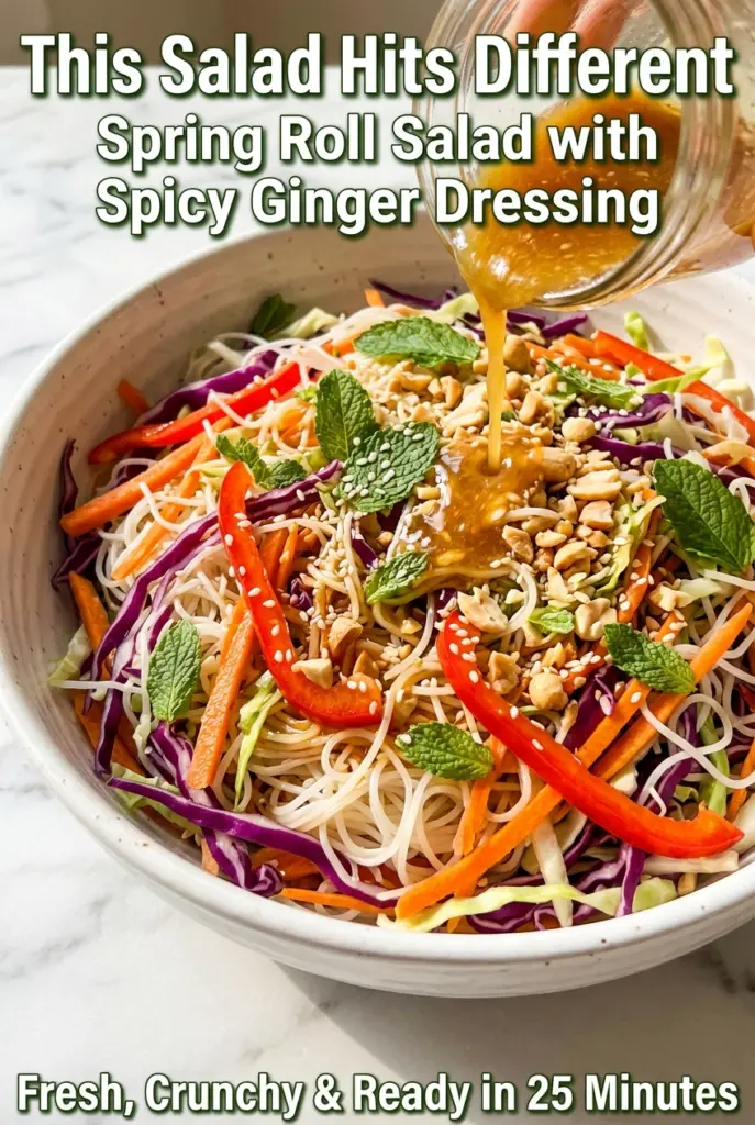 Spring Roll Salad with Spicy Ginger Dressing