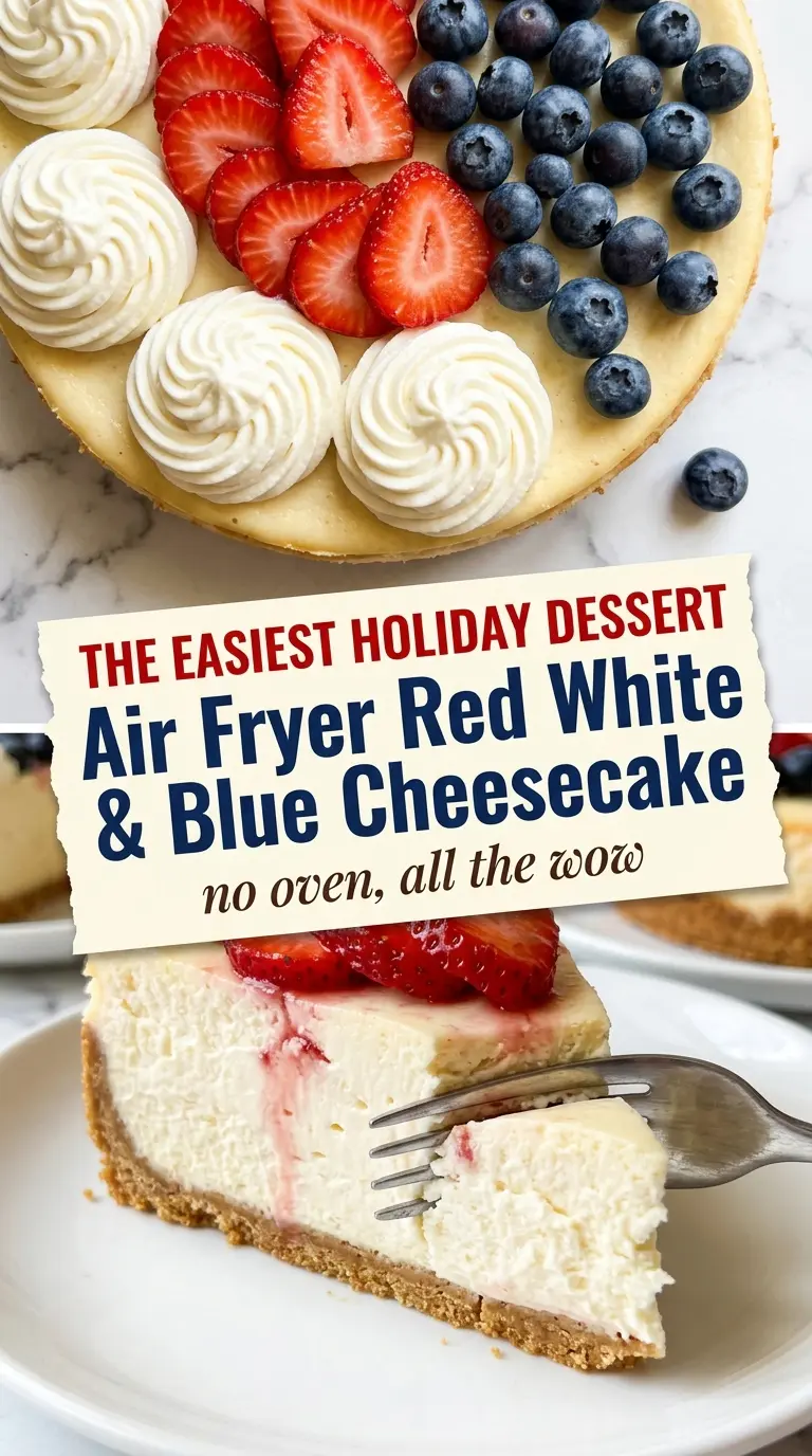 Air Fryer Red, White and Blue Cheesecake creamy berry