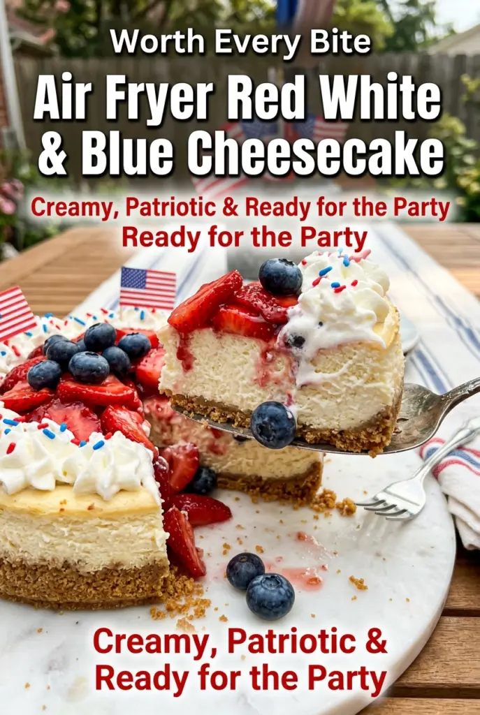 Air Fryer Red, White and Blue Cheesecake