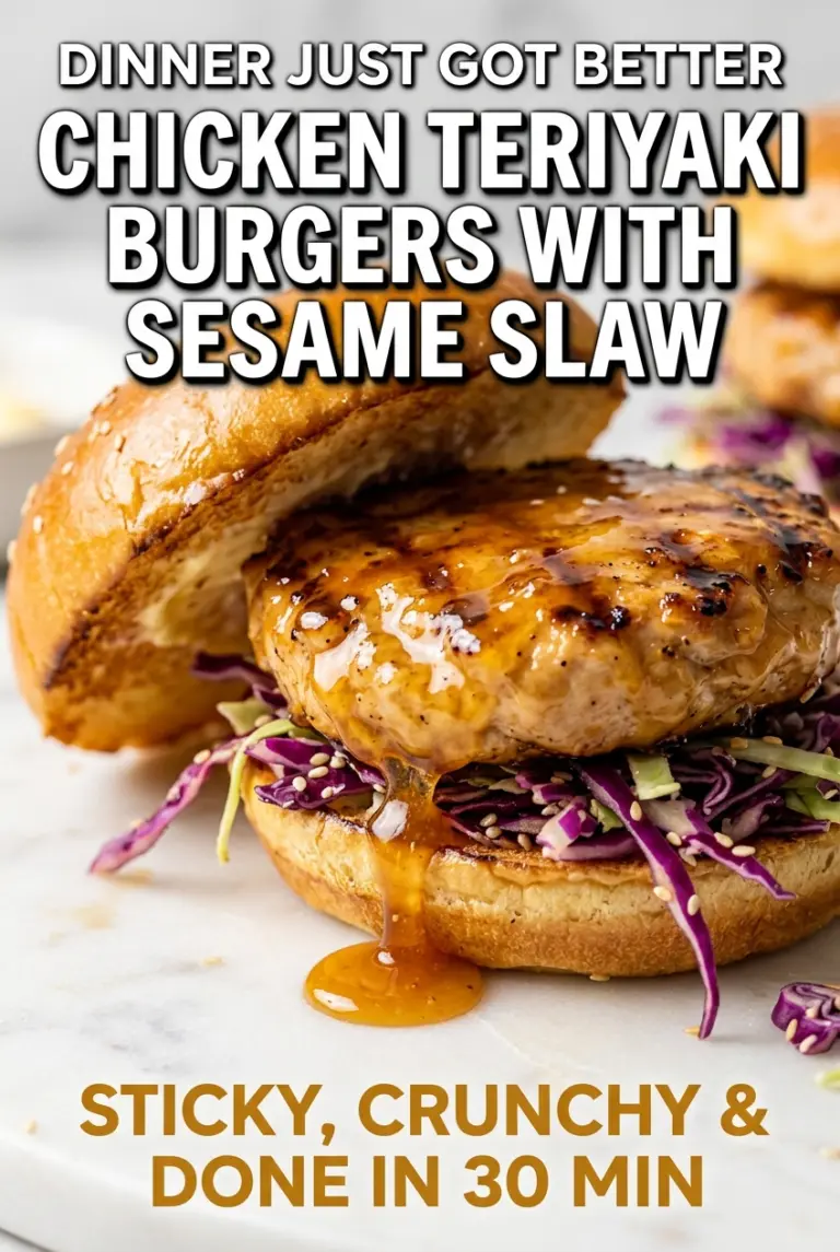Chicken Teriyaki Burgers With Sesame Slaw