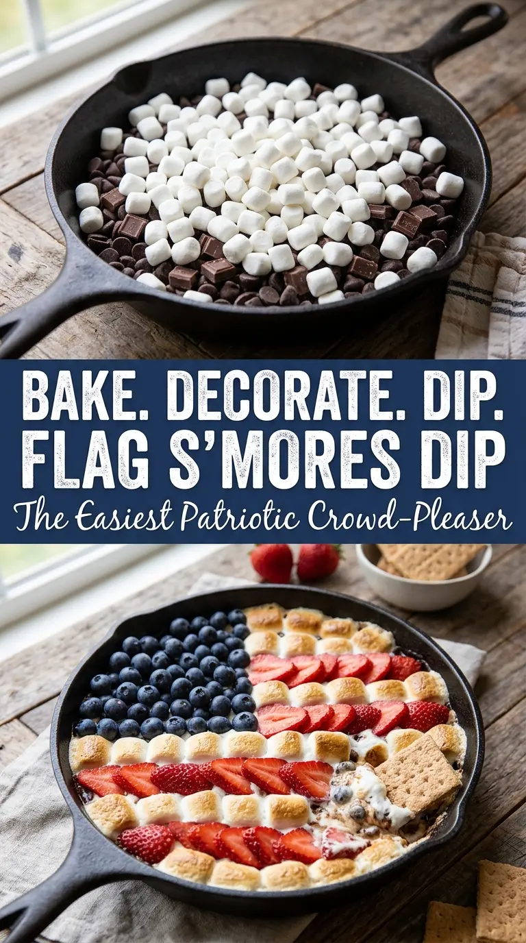 Flag S'Mores Dip toasted chocolate marshmallow berry