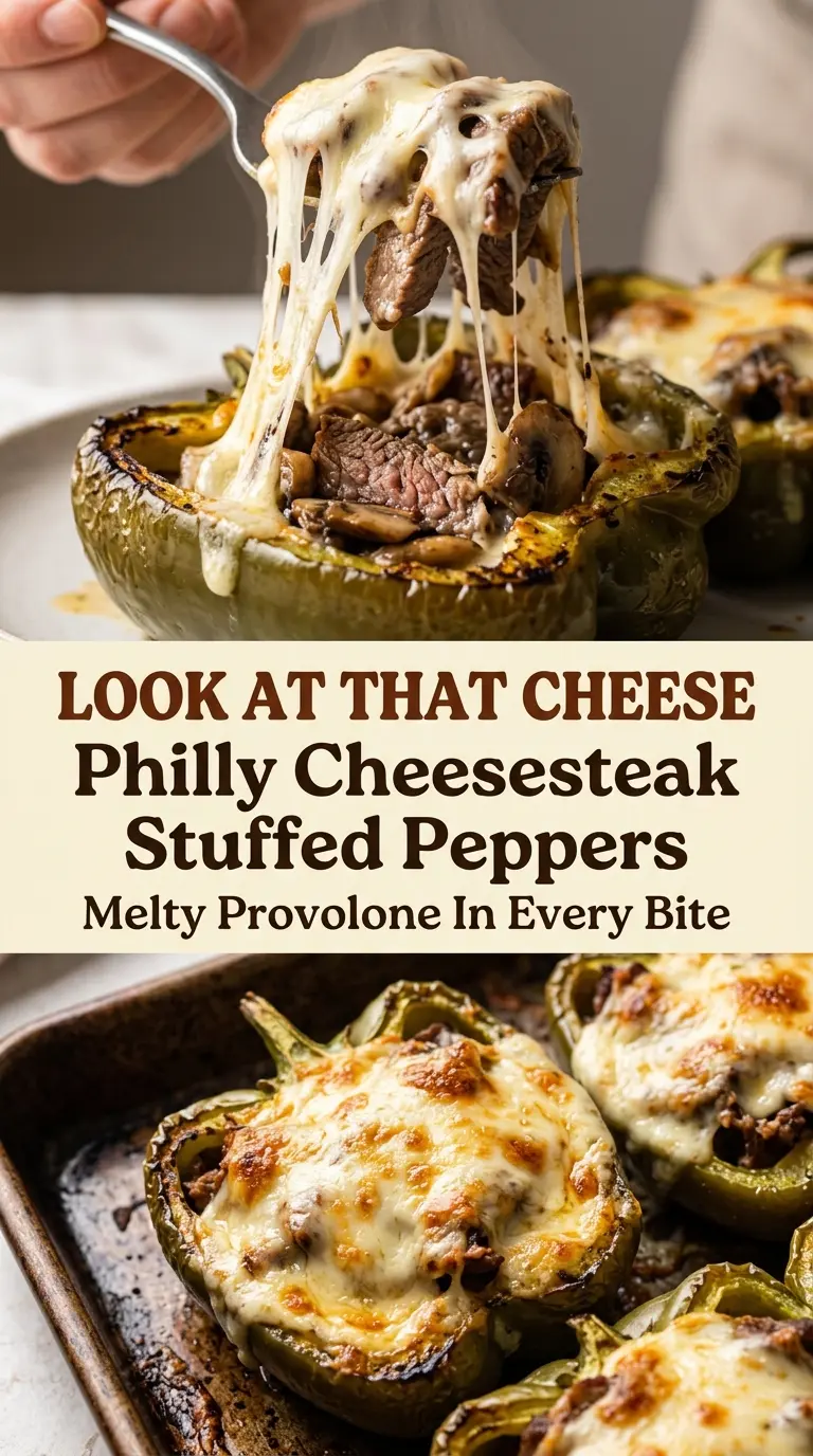 Philly Cheesesteak Stuffed Peppers savory cheesy low-carb