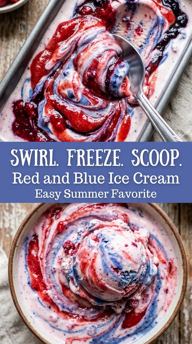 Red and Blue Ice Cream patriotic swirls no-churn