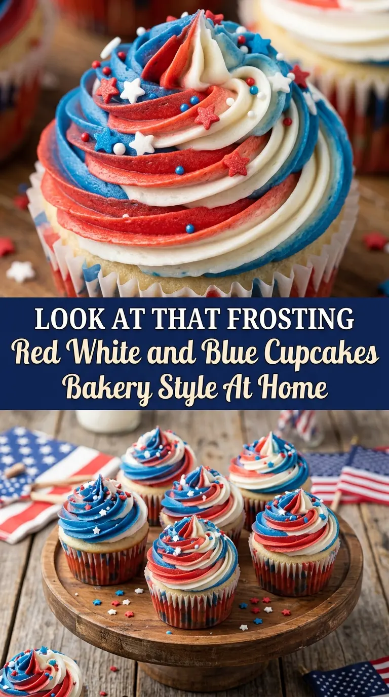 Red White and Blue Cupcakes patriotic swirls colorful frosting