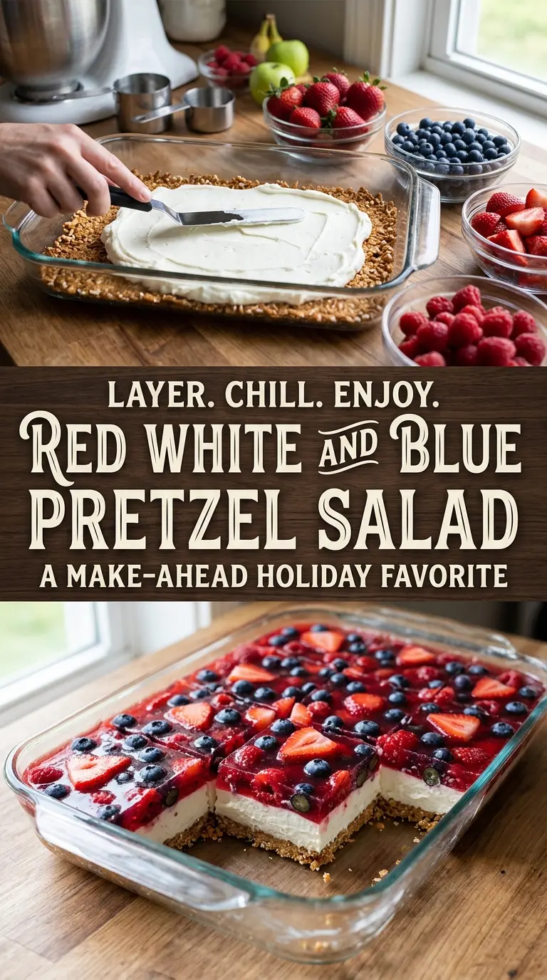 Red White and Blue Pretzel Salad