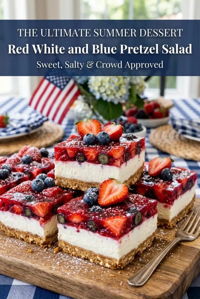 Red White and Blue Pretzel Salad