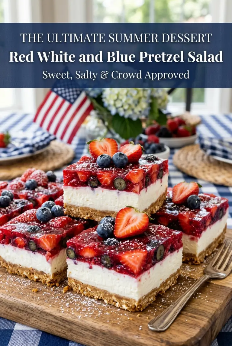 Red White and Blue Pretzel Salad