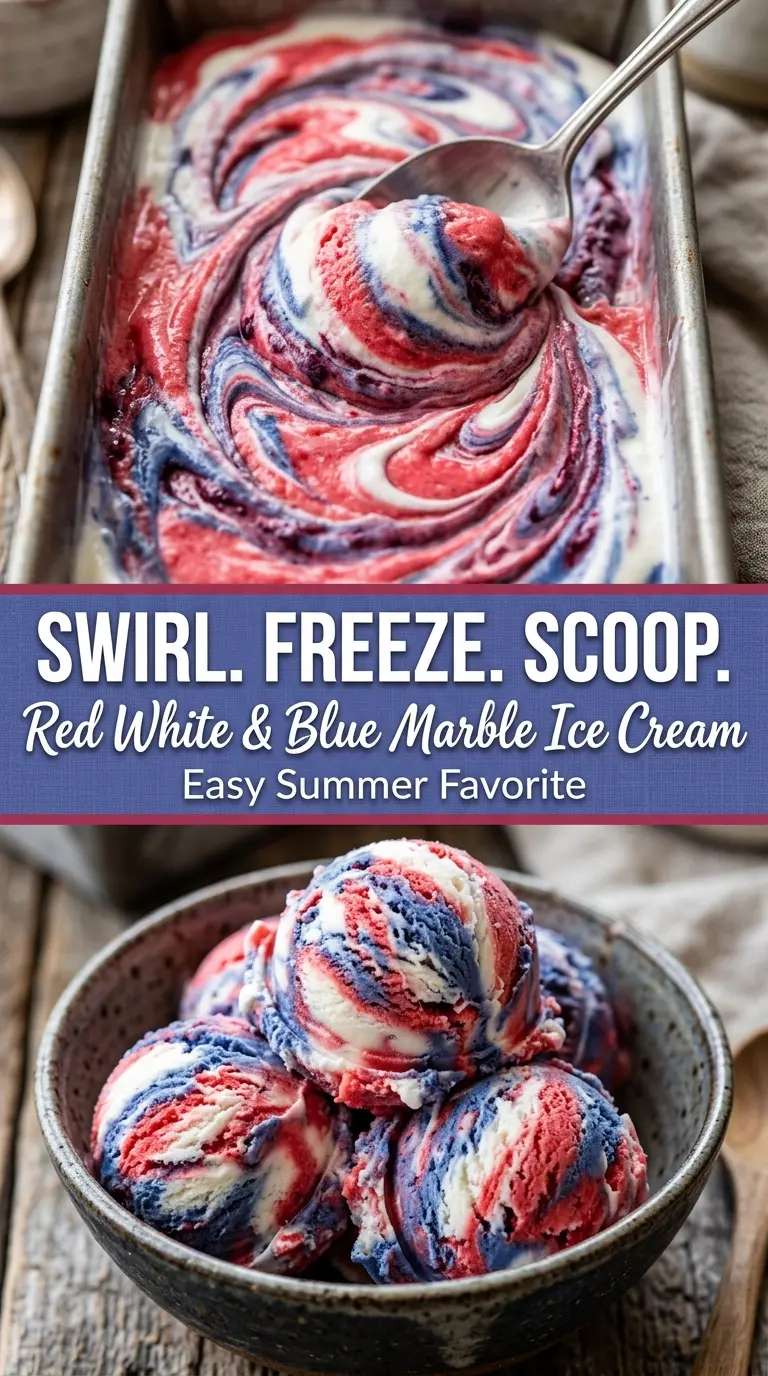 Red White & Blue Marble Ice Cream