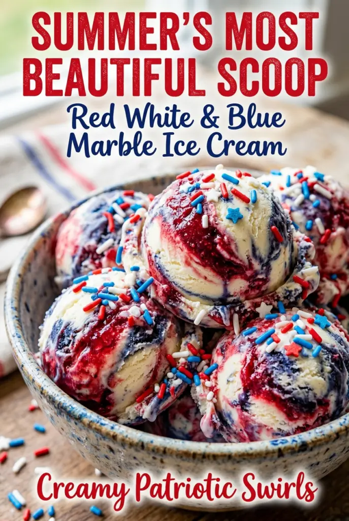 Red White & Blue Marble Ice Cream