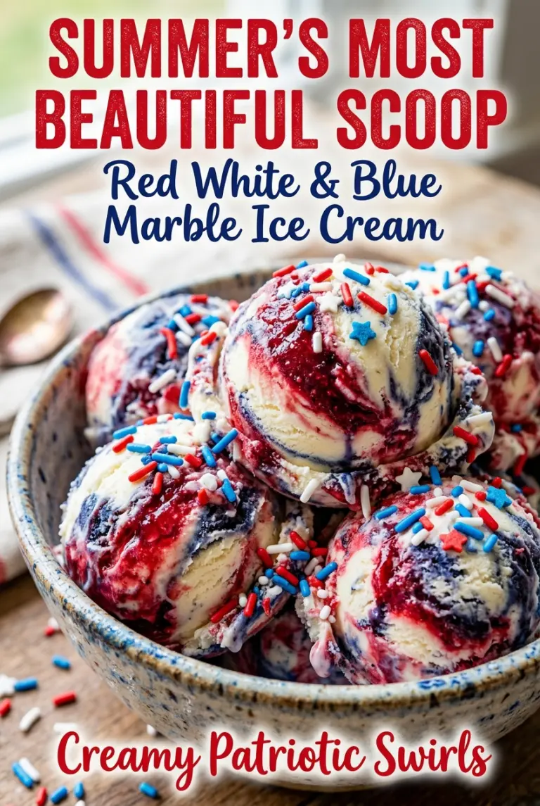 Red White & Blue Marble Ice Cream