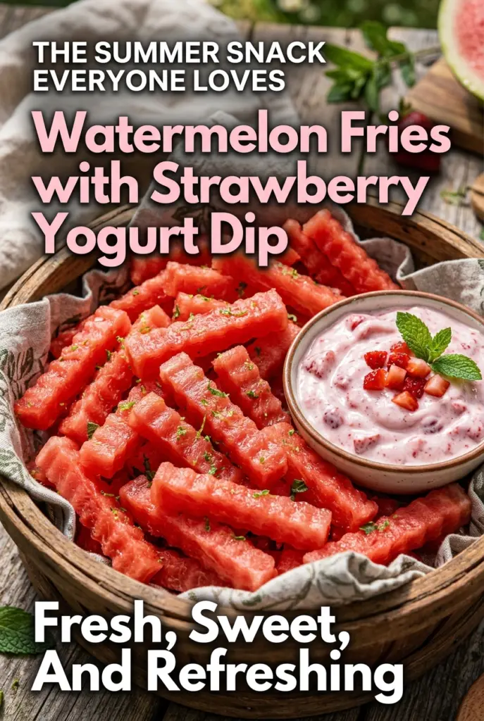 Watermelon Fries with Strawberry Yogurt Dip