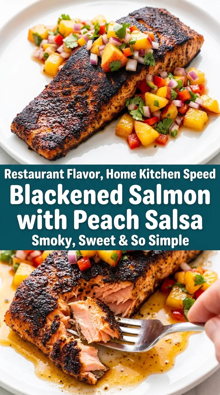 Blackened Salmon with Peach Salsa smoky sweet spicy