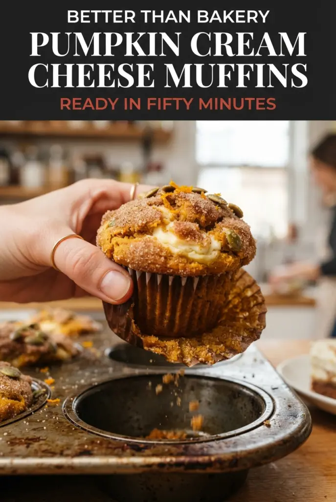 Bakery-Style Pumpkin Cream Cheese Muffins with Cinnamon Sugar Tops