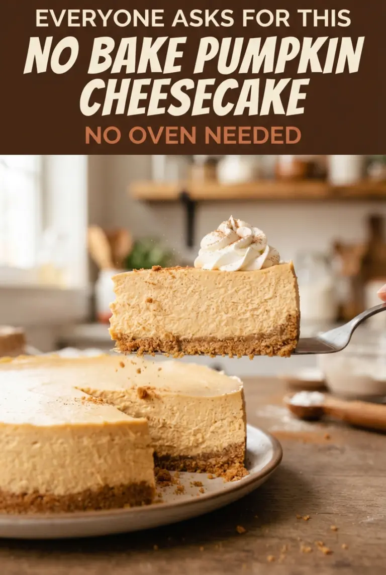 Creamy No-Bake Pumpkin Cheesecake with Cinnamon Graham Crust