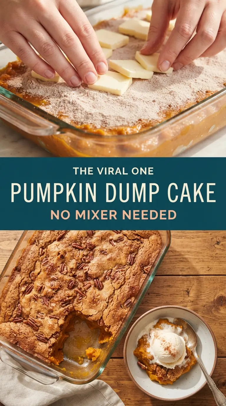 Easy 5-Ingredient Pumpkin Dump Cake with Spice Cake Mix creamy buttery crisp