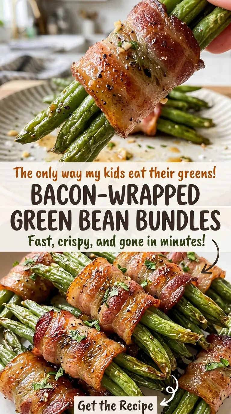 Bacon-Wrapped Green Bean Bundles with glossy brown-sugar glaze