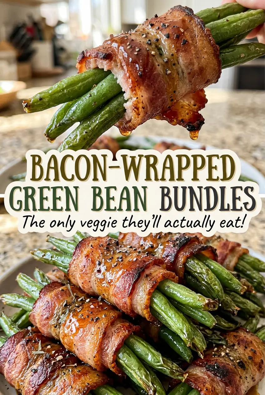 Bacon-Wrapped Green Bean Bundles with crisp browned bacon