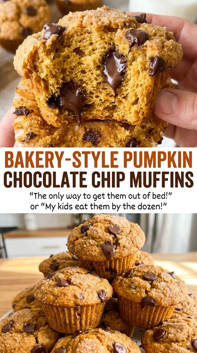 Bakery-Style Pumpkin Chocolate Chip Muffins tender spiced crumb