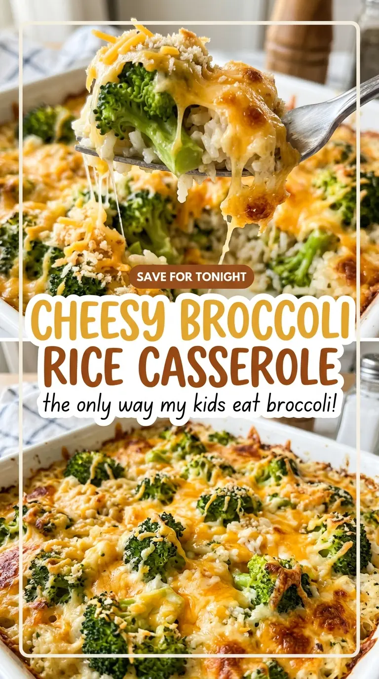 Cheesy Broccoli Rice Casserole golden melted cheddar