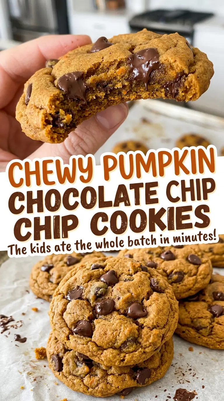 Chewy Pumpkin Chocolate Chip Cookies with cinnamon and chocolate