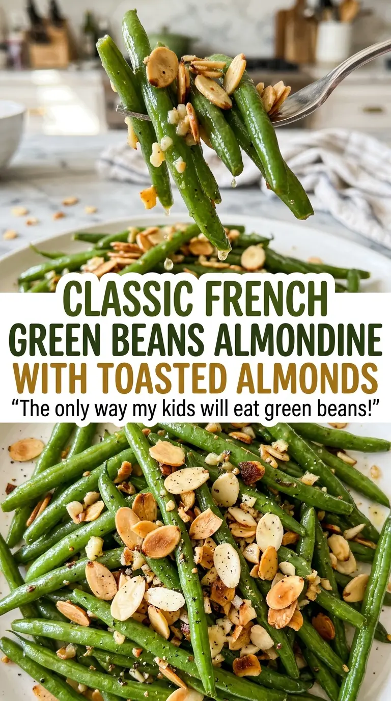 Classic French green beans almondine with buttery shallot