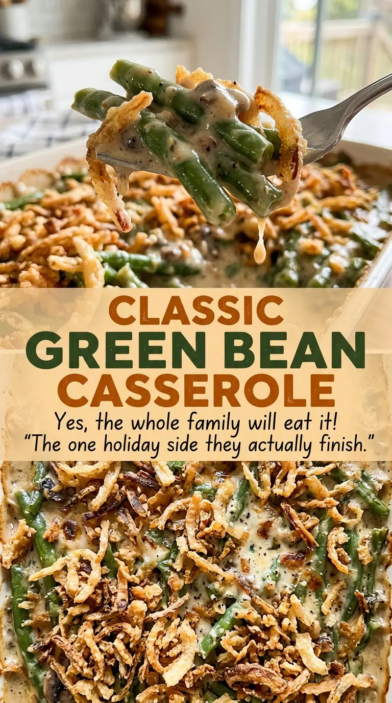 Classic Green Bean Casserole with crisp onion topping