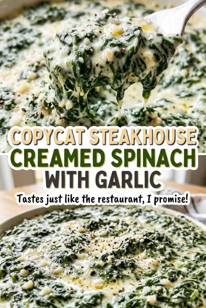 Copycat Steakhouse Creamed Spinach with Garlic