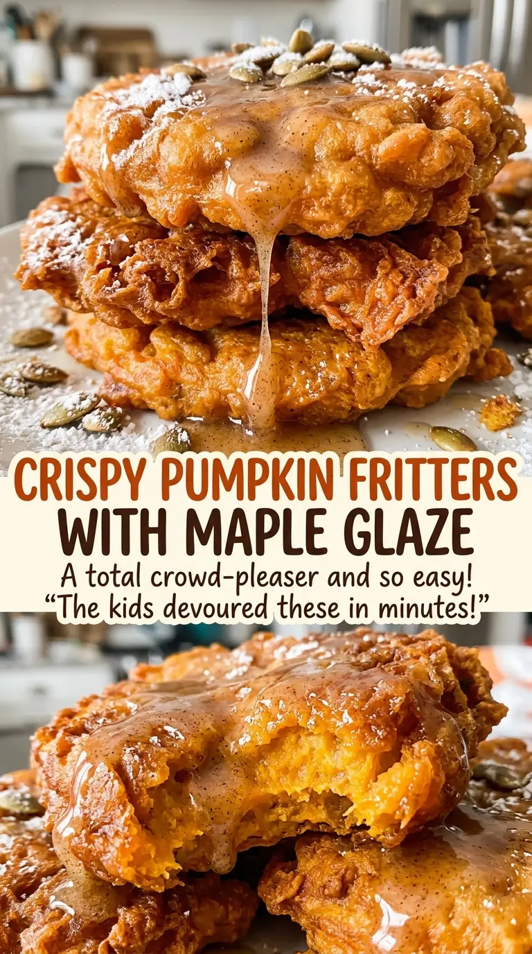 Crispy Pumpkin Fritters with Maple Glaze with golden edges