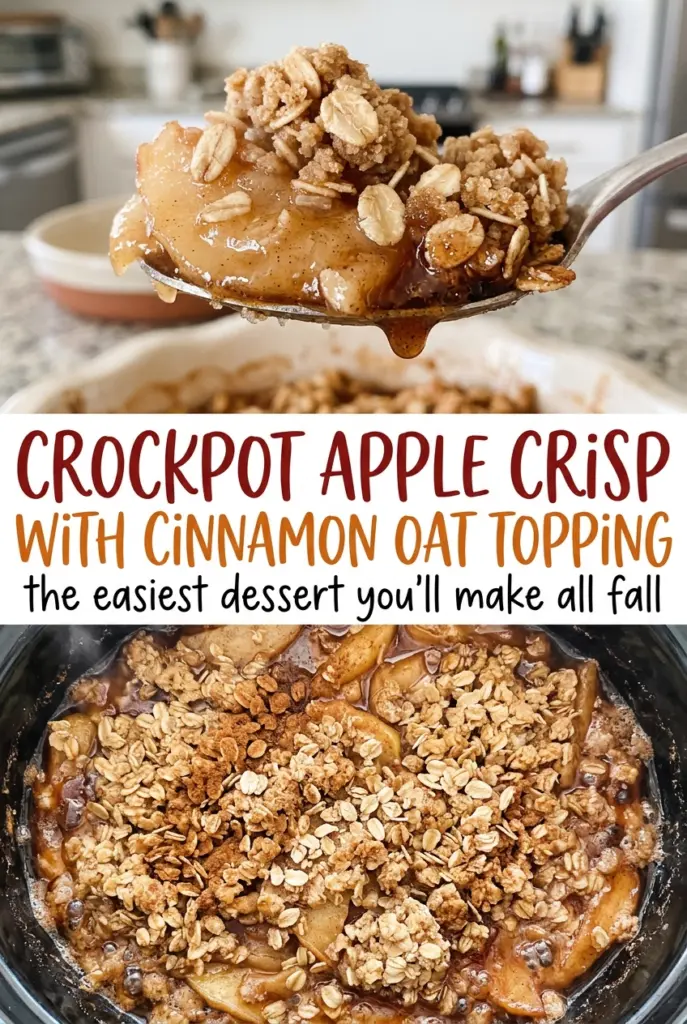 Crockpot Apple Crisp with Cinnamon Oat Topping