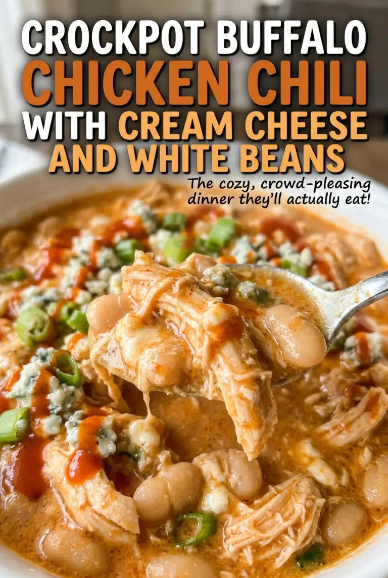 Crockpot Buffalo Chicken Chili with Cream Cheese and White Beans