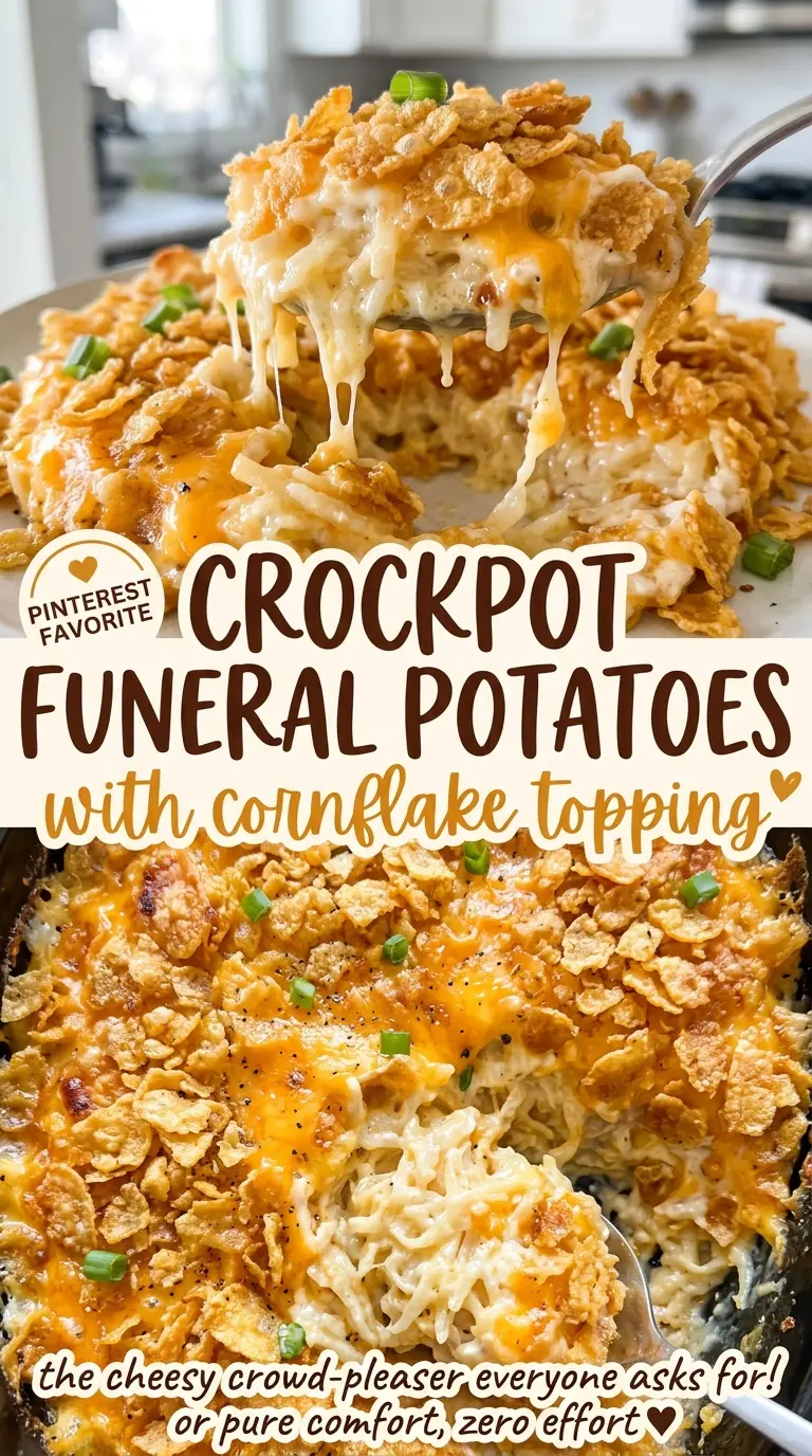 Crockpot funeral potatoes cheesy crispy topping