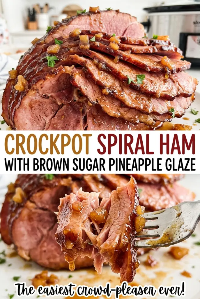 Crockpot Spiral Ham with Brown Sugar Pineapple Glaze