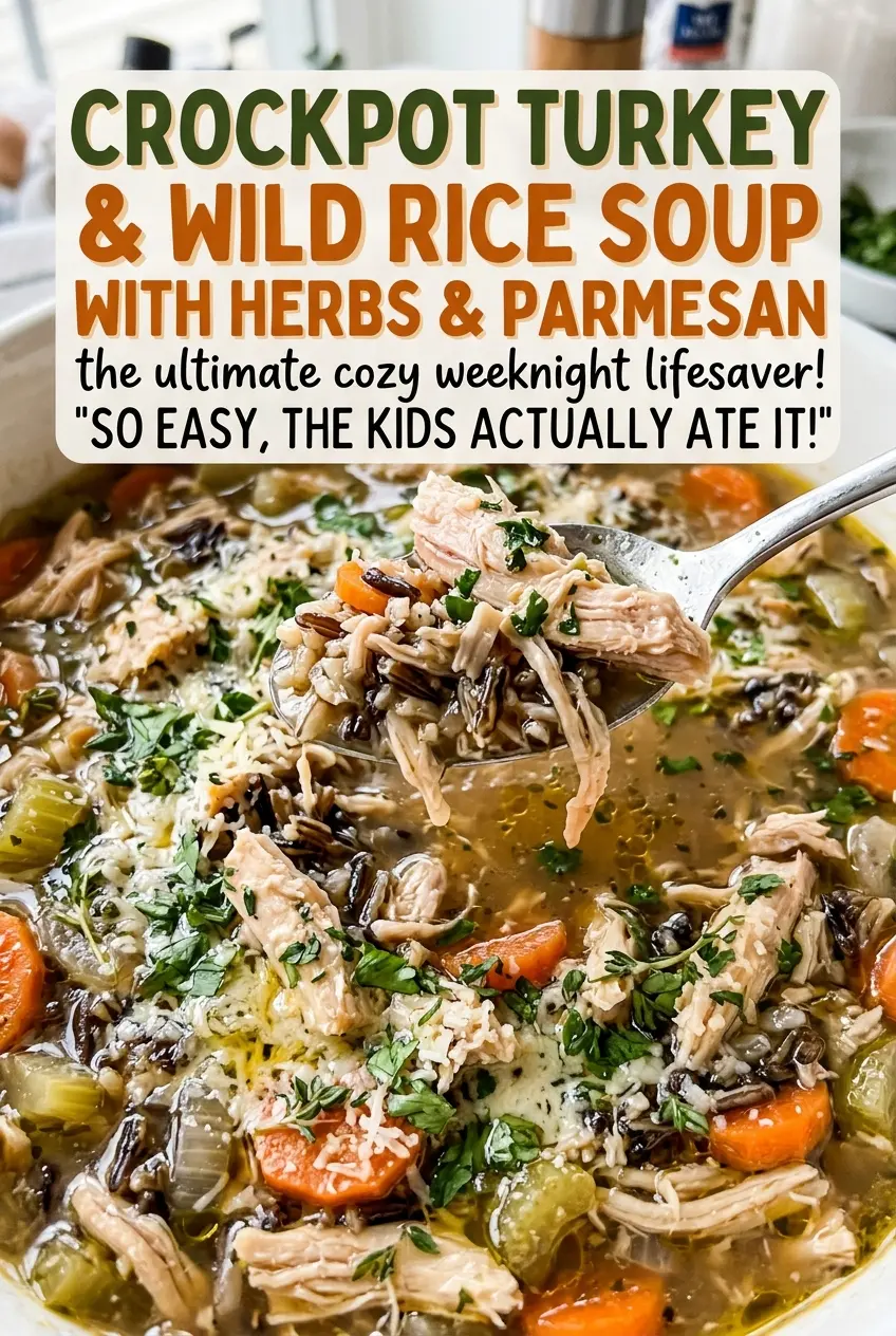 Crockpot Turkey and Wild Rice Soup creamy herb broth