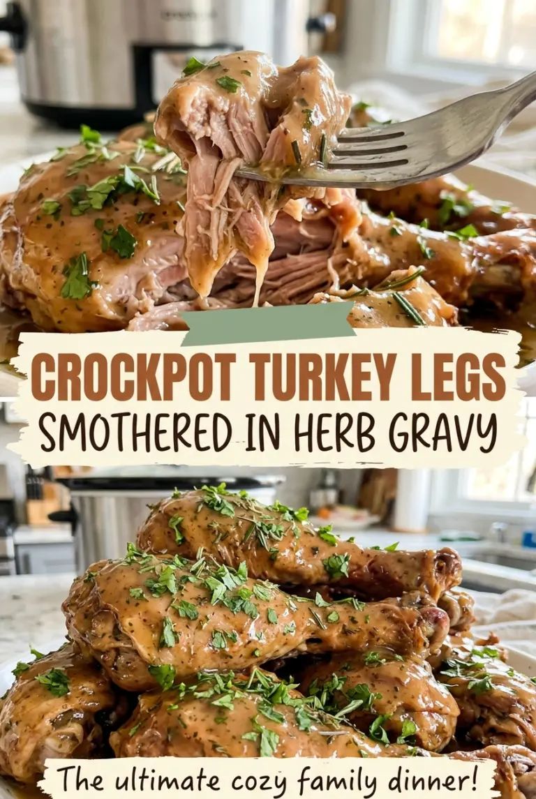 Crockpot Turkey Legs Smothered in Herb Gravy