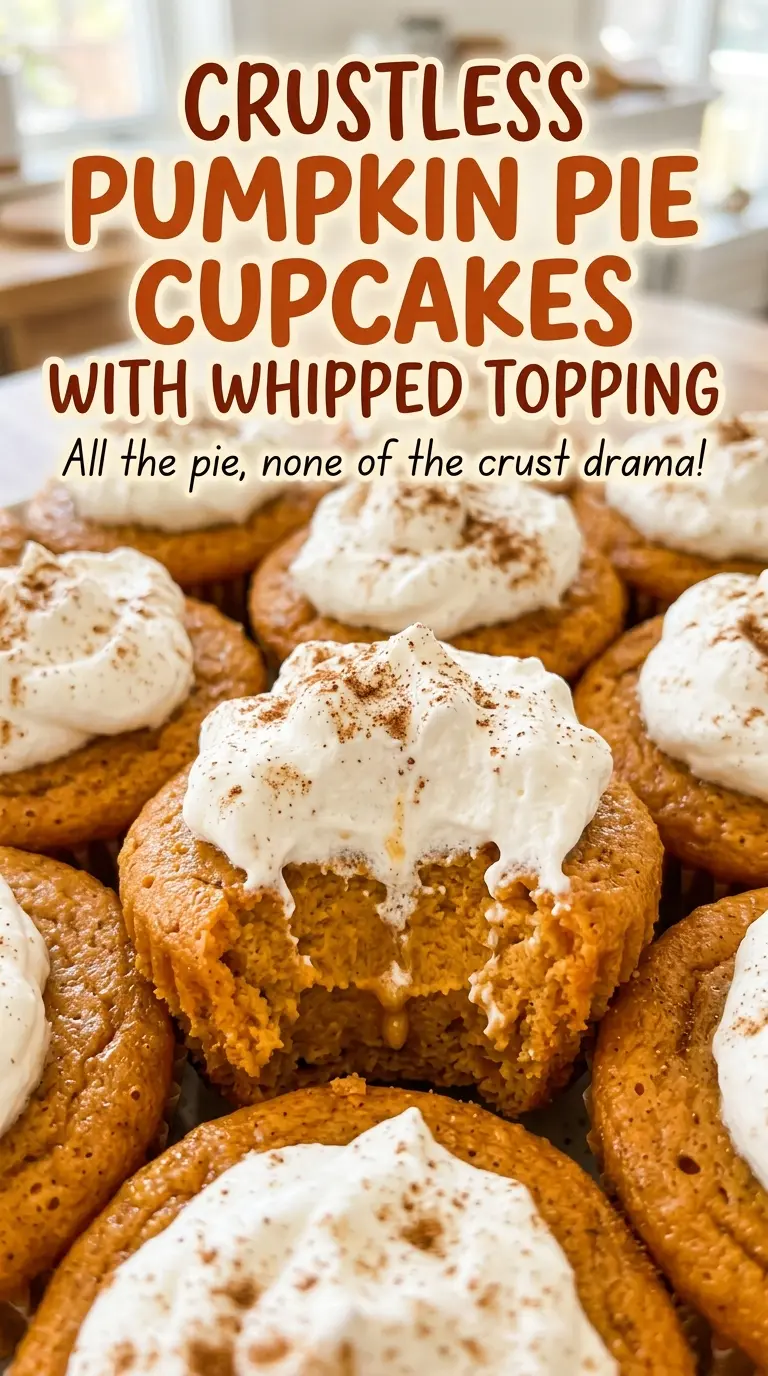 Crustless pumpkin pie cupcakes with fluffy whipped topping