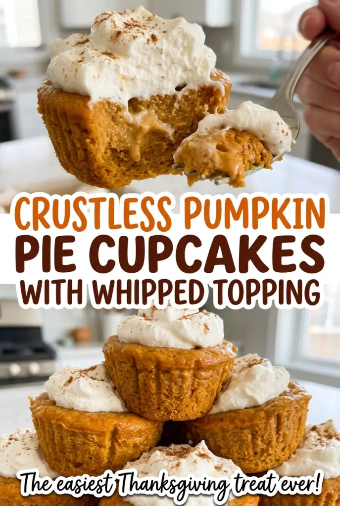 Crustless Pumpkin Pie Cupcakes with Whipped Topping