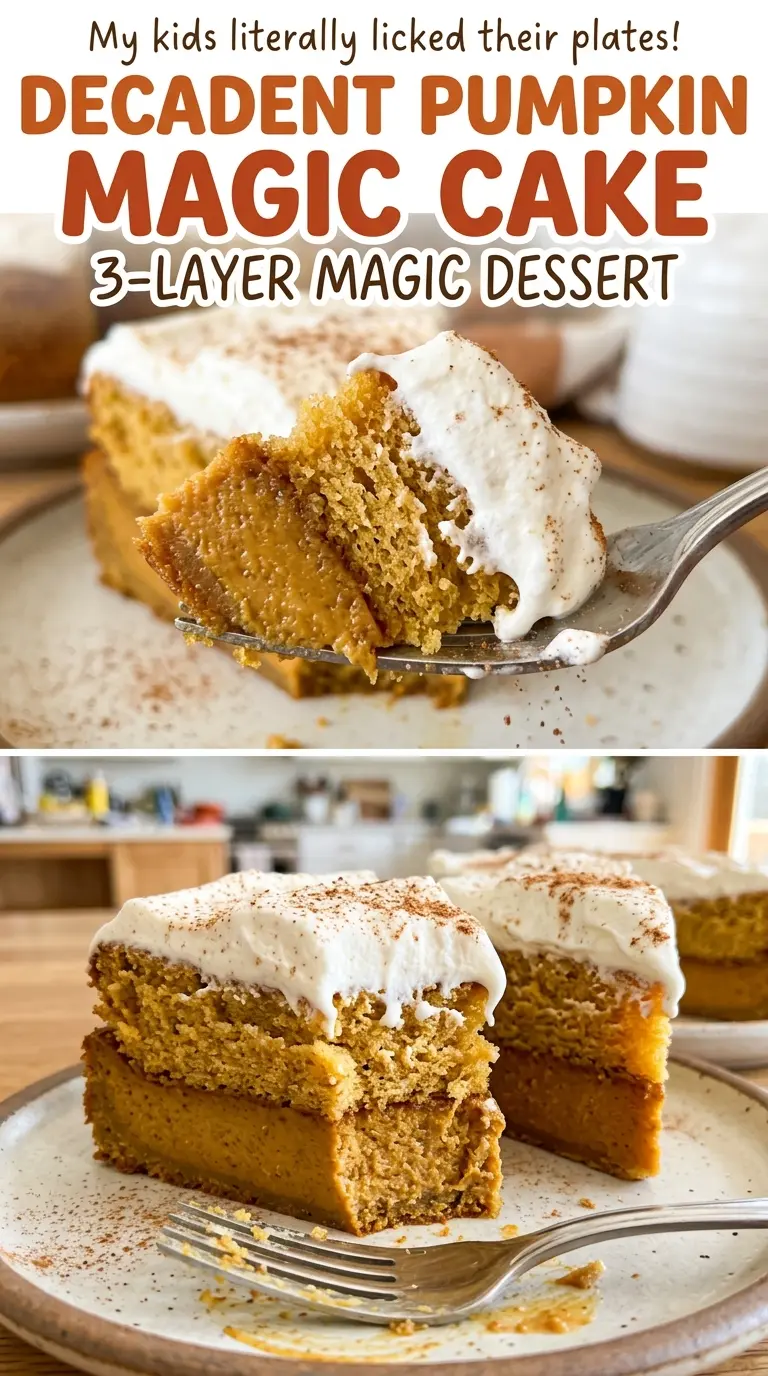 Decadent Pumpkin Magic Cake soft golden squares