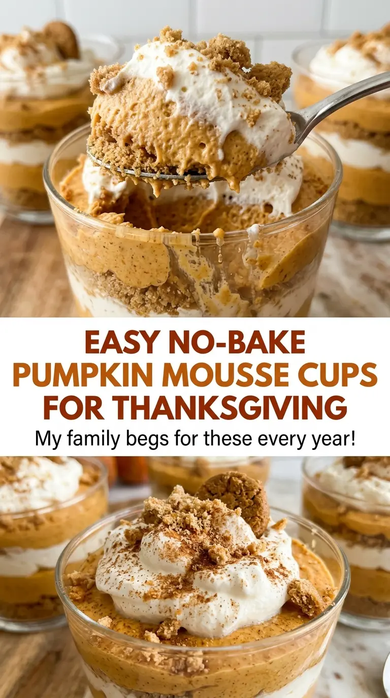 Easy No-Bake Pumpkin Mousse Cups, fluffy pumpkin filling