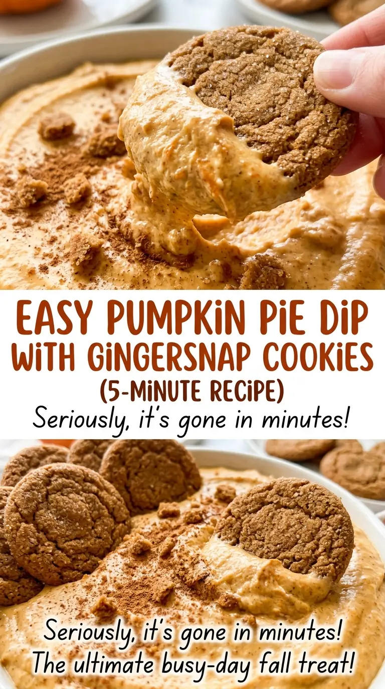Easy pumpkin pie dip with gingersnap cookies, creamy and fluffy