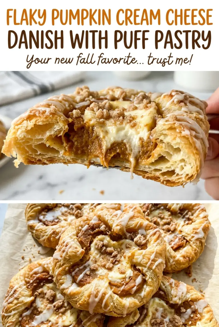 Flaky Pumpkin Cream Cheese Danish with Puff Pastry
