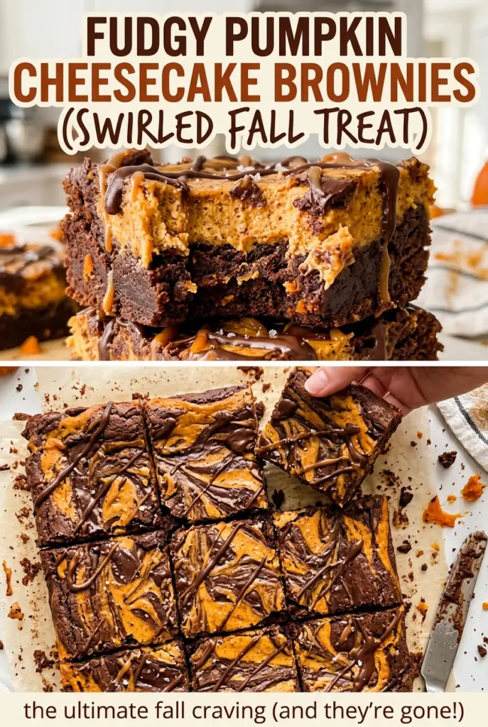 Fudgy Pumpkin Cheesecake Brownies (Swirled Fall Treat)