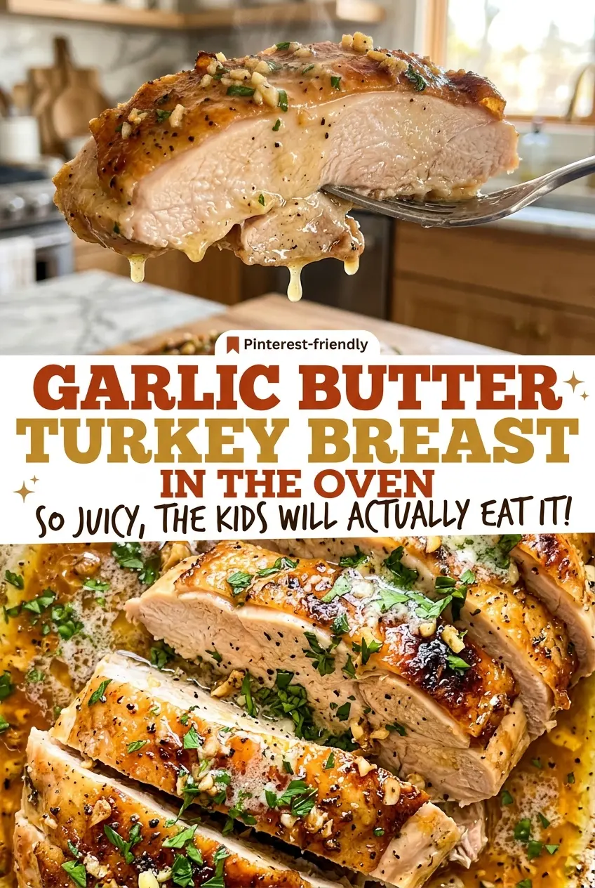 Garlic Butter Turkey Breast with golden roasted skin