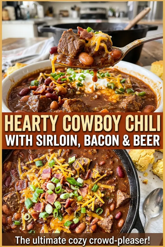 Hearty Cowboy Chili with Sirloin, Bacon and Beer
