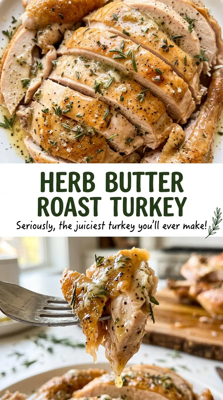 Herb Butter Roast Turkey carved aromatic centerpiece