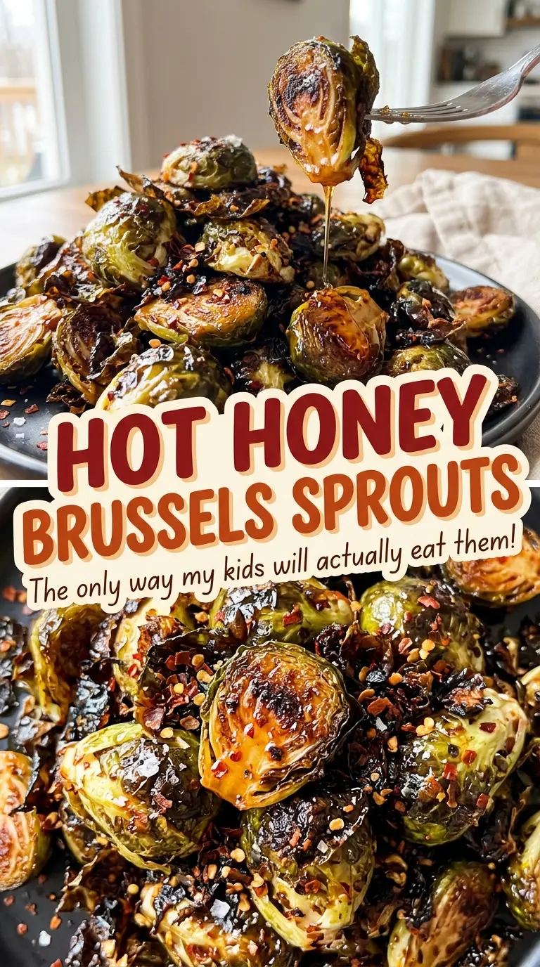 Hot Honey Brussels Sprouts glossy roasted bites