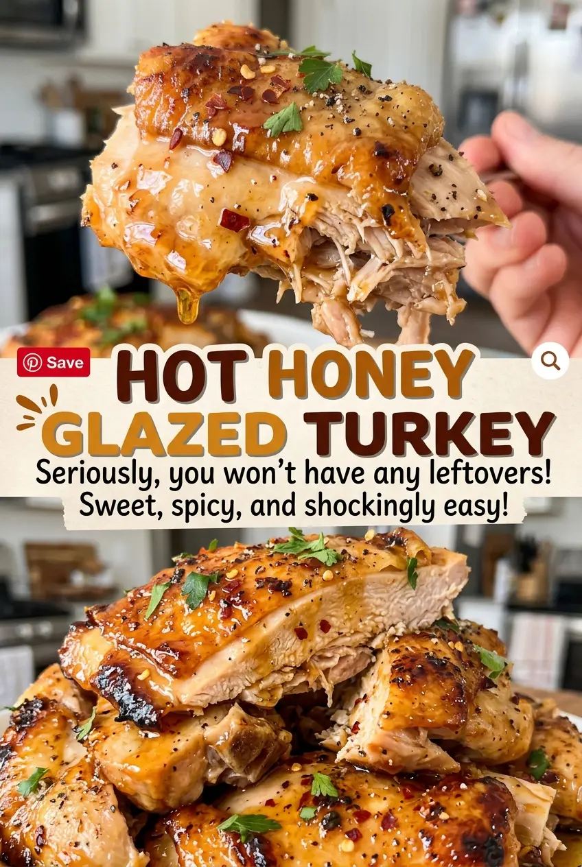 Hot Honey Glazed Turkey with glossy golden skin